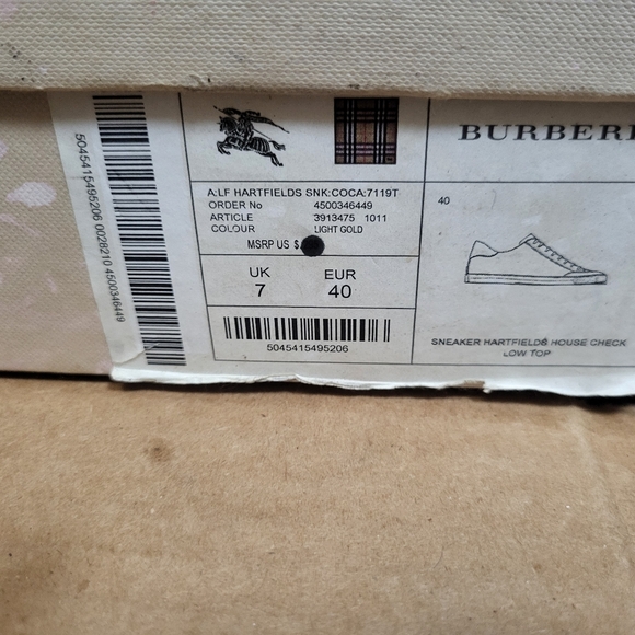 Burberry Hartfields House Check Low Top Sneaker Women Size 10 - Picture 10 of 13